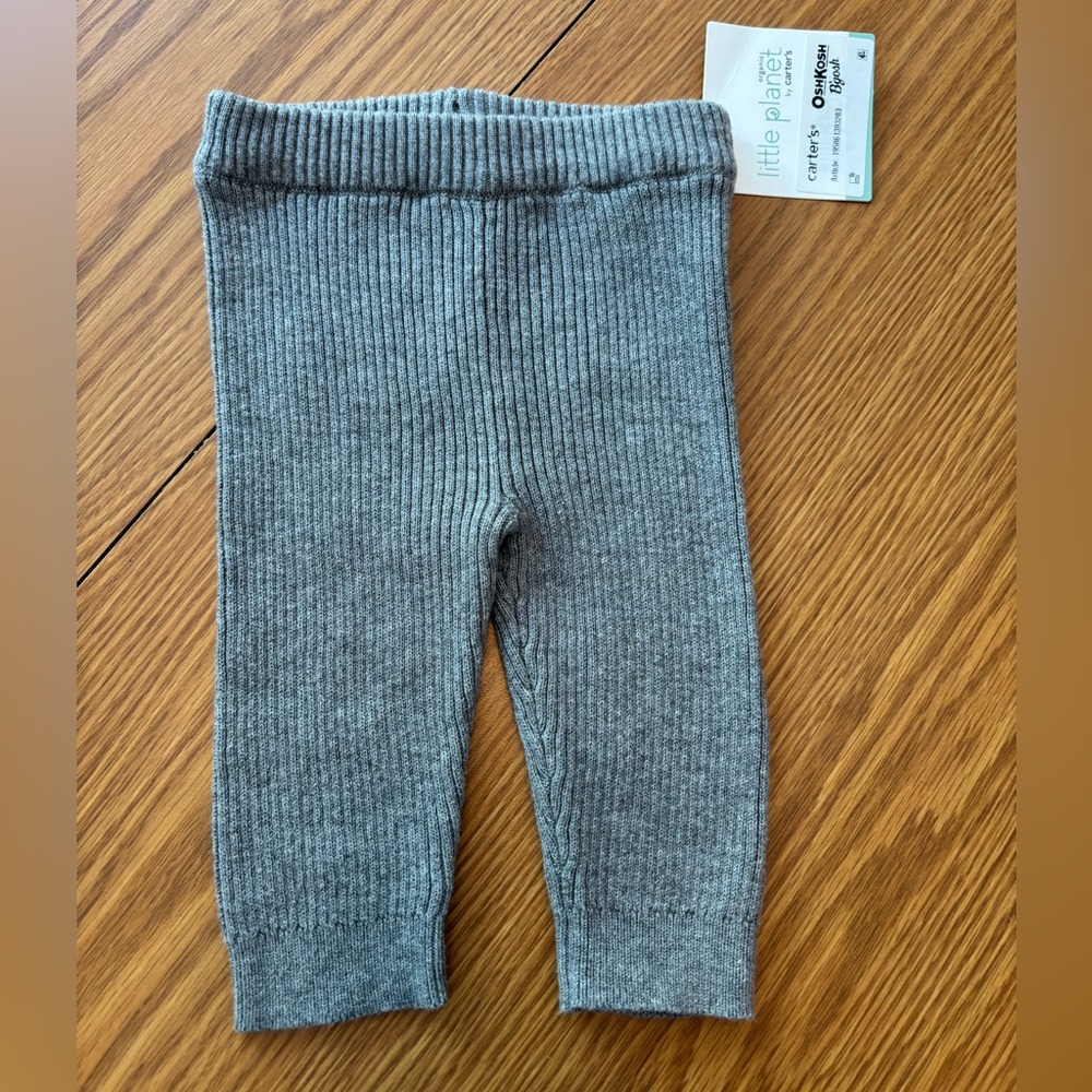 Little Planet Gray Ribbed Baby Pants